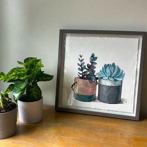 Modern Distressed Framed Plant Art